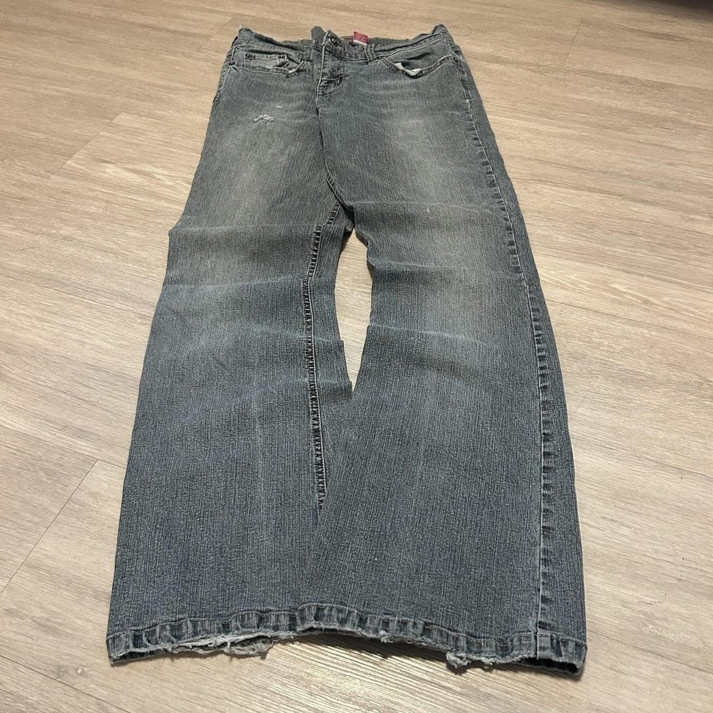 30x32 Blue Embroidered Baggy Bootcut Flared Jeans Y2K